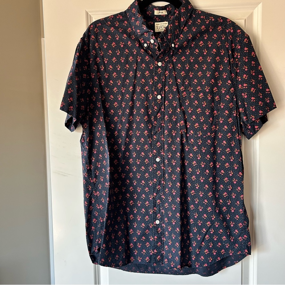 J. Crew Men's Navy Floral Shirt